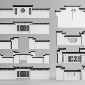 新中式徽派景墙3D模型下载